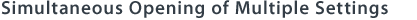 Simultaneous Opening of Multiple Settings